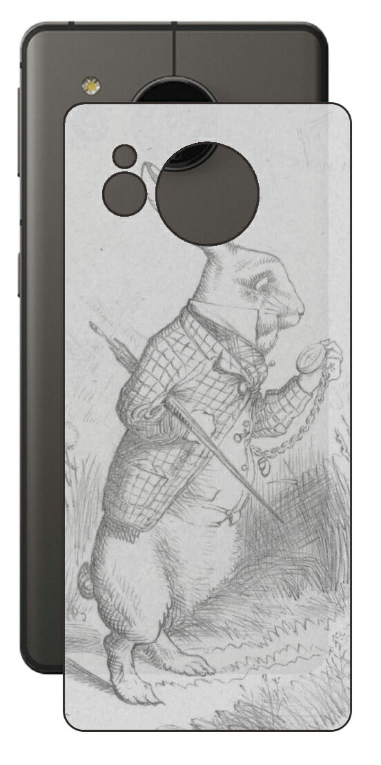 AQUOS sense7 plus用 背面 保護 フィルム 名画プリント ジョン・テニエル （ John Tenniel ) 白ウサギ