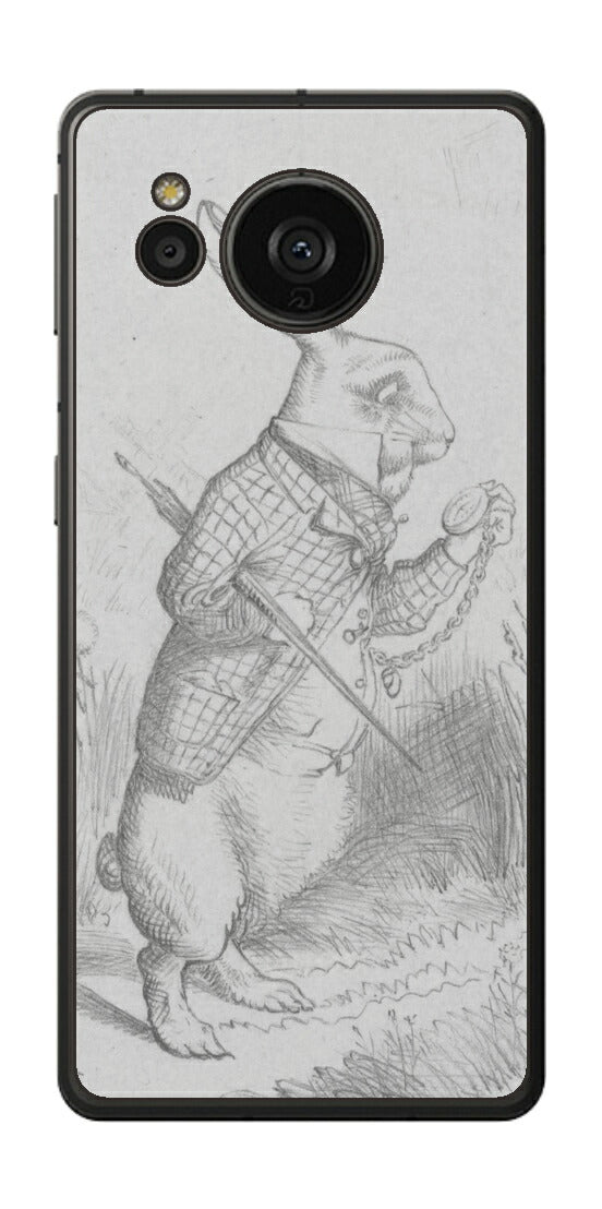 AQUOS sense7 plus用 背面 保護 フィルム 名画プリント ジョン・テニエル （ John Tenniel ) 白ウサギ