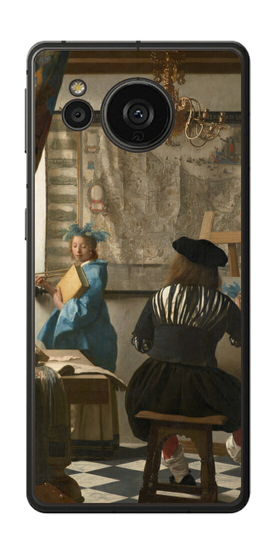 AQUOS sense7 plus用 背面 保護 フィルム 名画 プリント フェルメール 絵画の芸術 （ ヨハネス・フェルメール Johannes Vermeer ）