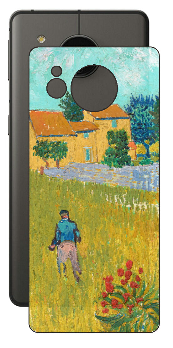 AQUOS sense7 plus用 背面 保護 フィルム 名画 プリント ゴッホ プロヴァンスの農家（ フィンセント ファン ゴッホ Vincent Willem van Gogh ）