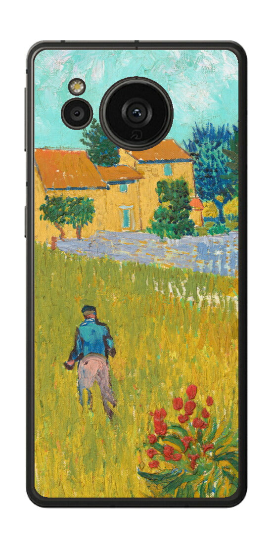 AQUOS sense7 plus用 背面 保護 フィルム 名画 プリント ゴッホ プロヴァンスの農家（ フィンセント ファン ゴッホ Vincent Willem van Gogh ）