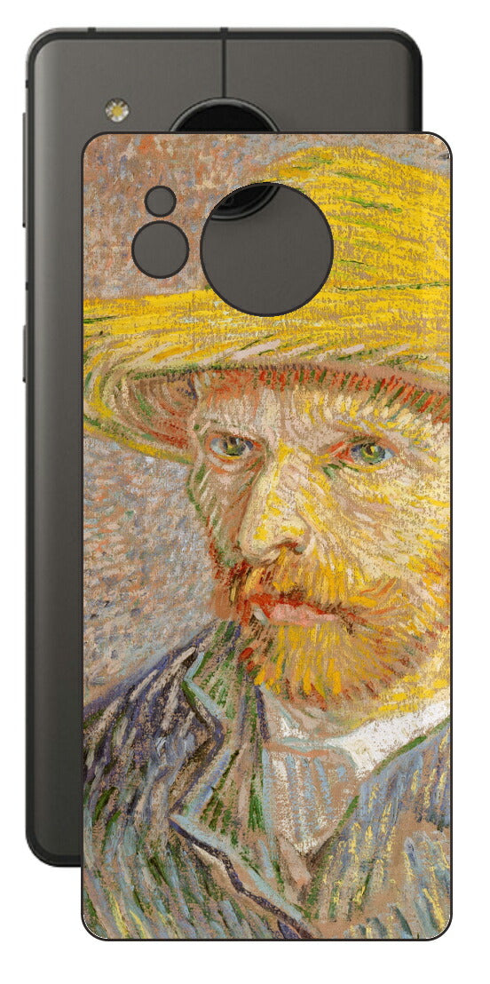 AQUOS sense7 plus用 背面 保護 フィルム 名画 プリント ゴッホ 麦わらの自画像（ フィンセント ファン ゴッホ Vincent Willem van Gogh ）