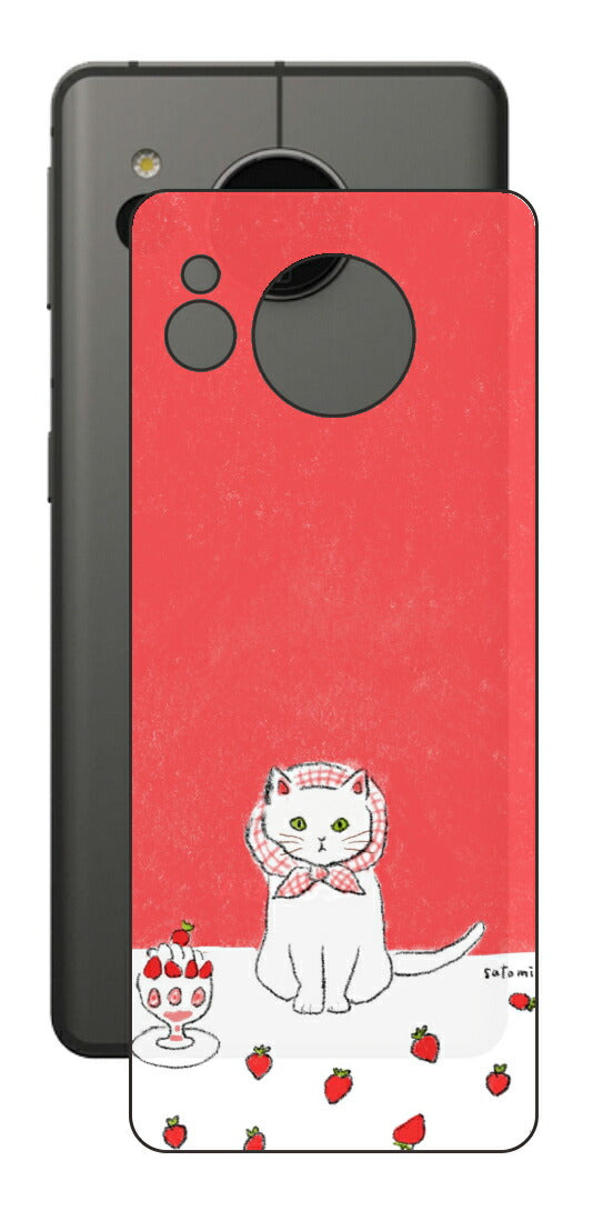 AQUOS sense7用 【コラボ プリント Design by よこお さとみ 001 】 背面 保護 フィルム 日本製