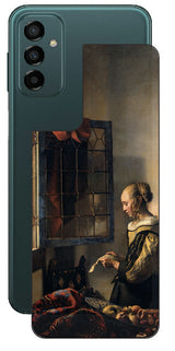 サムスン Galaxy M23 5G用 背面 保護 フィルム 名画 プリント フェルメール 開いた窓辺で手紙を読む少女 （ ヨハネス・フェルメール Johannes Vermeer ）