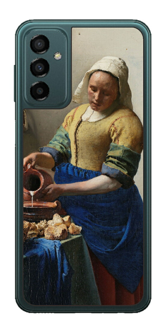 サムスン Galaxy M23 5G用 背面 保護 フィルム 名画 プリント フェルメール 牛乳を注ぐ女 （ ヨハネス・フェルメール Johannes Vermeer ）