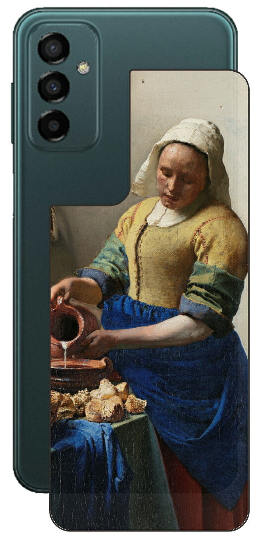 サムスン Galaxy M23 5G用 背面 保護 フィルム 名画 プリント フェルメール 牛乳を注ぐ女 （ ヨハネス・フェルメール Johannes Vermeer ）