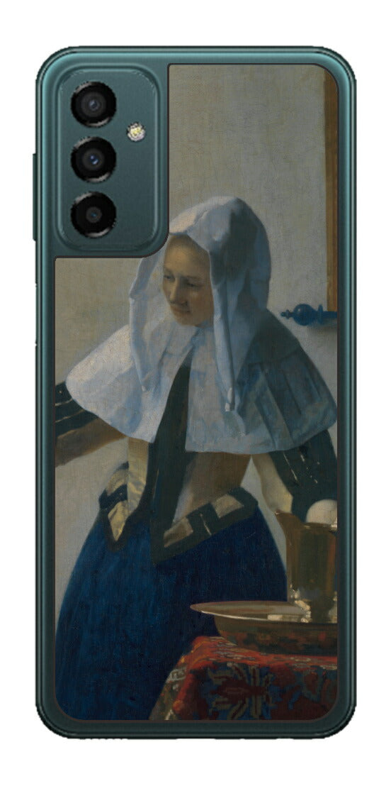 サムスン Galaxy M23 5G用 背面 保護 フィルム 名画 プリント フェルメール 水差しを持つ若い女性 （ ヨハネス・フェルメール Johannes Vermeer ）