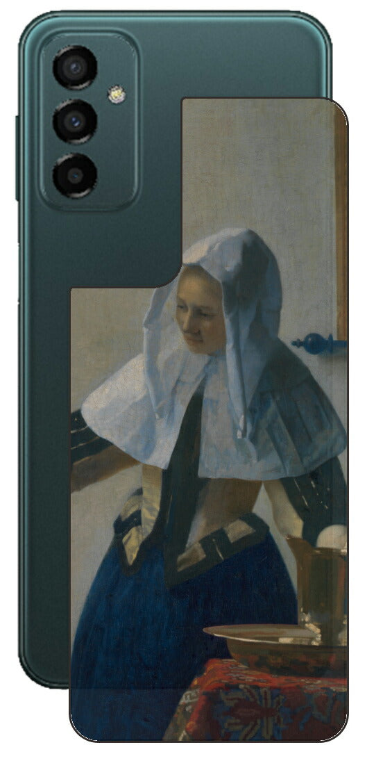 サムスン Galaxy M23 5G用 背面 保護 フィルム 名画 プリント フェルメール 水差しを持つ若い女性 （ ヨハネス・フェルメール Johannes Vermeer ）