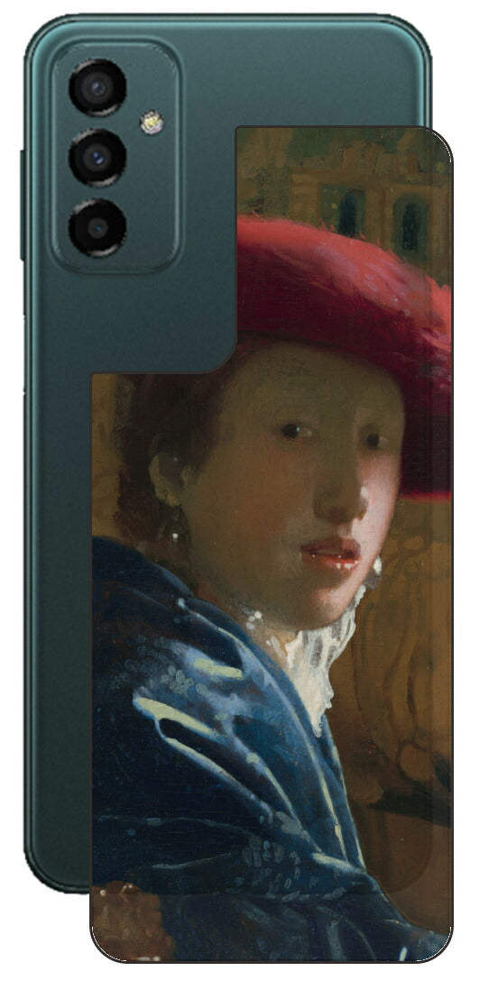 サムスン Galaxy M23 5G用 背面 保護 フィルム 名画 プリント フェルメール 赤い帽子の少女 （ ヨハネス・フェルメール Johannes Vermeer ）