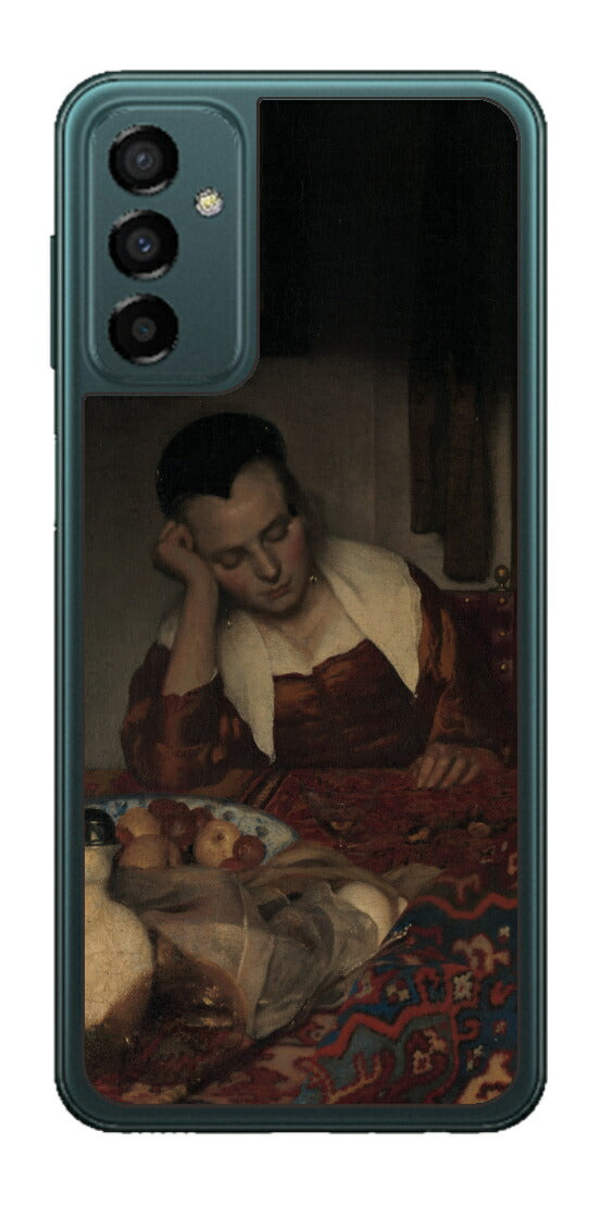 サムスン Galaxy M23 5G用 背面 保護 フィルム 名画 プリント フェルメール 眠っているメイド （ ヨハネス・フェルメール Johannes Vermeer ）