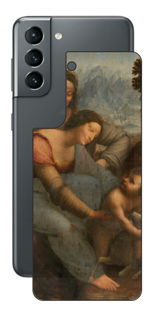 サムスン Galaxy S21 5G用 背面 保護 フィルム 名画 プリント ダ・ヴィンチ 聖アンナと聖母子（ レオナルド・ダ・ヴィンチ Leonardo da Vinci ）