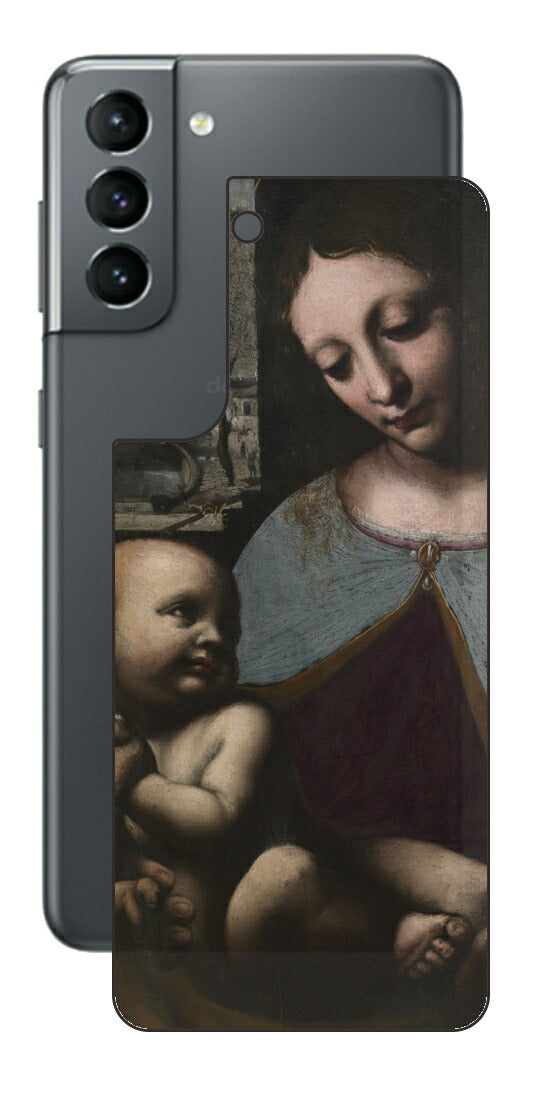 サムスン Galaxy S21 5G用 背面 保護 フィルム 名画 プリント ダ・ヴィンチ 聖母子（ レオナルド・ダ・ヴィンチ Leonardo da Vinci ）