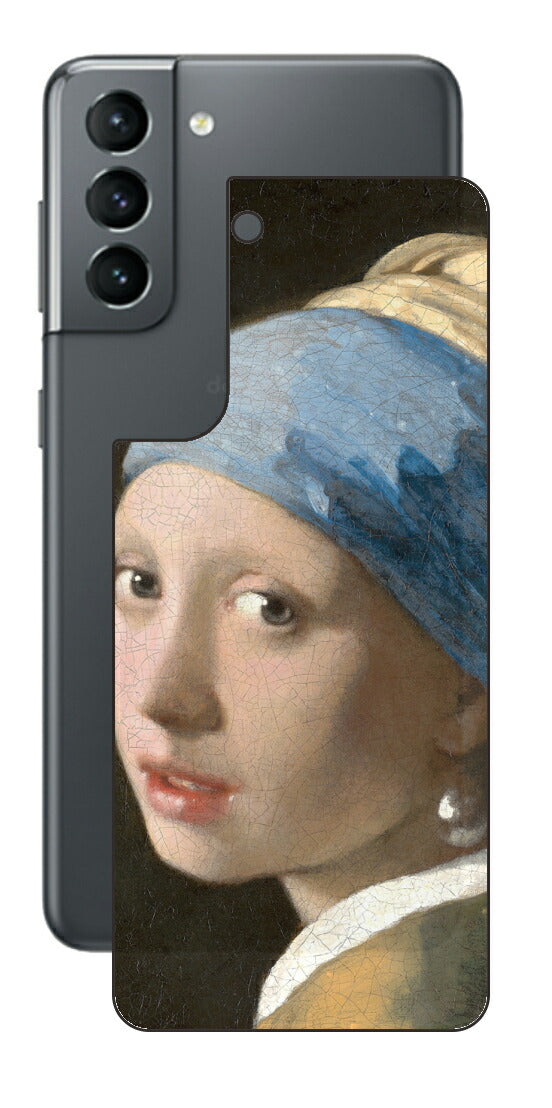 サムスン Galaxy S21 5G用 背面 保護 フィルム 名画 プリント フェルメール 真珠の耳飾りの少女 （ ヨハネス・フェルメール Johannes Vermeer ）