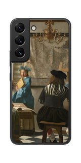 サムスン Galaxy S22用 背面 保護 フィルム 名画 プリント フェルメール 絵画の芸術 （ ヨハネス・フェルメール Johannes Vermeer ）