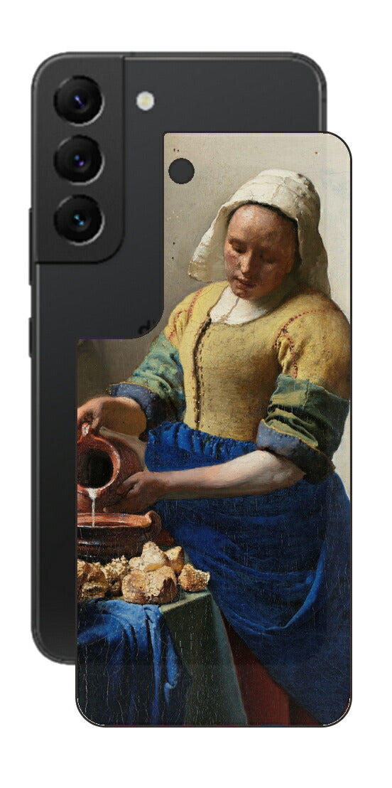 サムスン Galaxy S22用 背面 保護 フィルム 名画 プリント フェルメール 牛乳を注ぐ女 （ ヨハネス・フェルメール Johannes Vermeer ）
