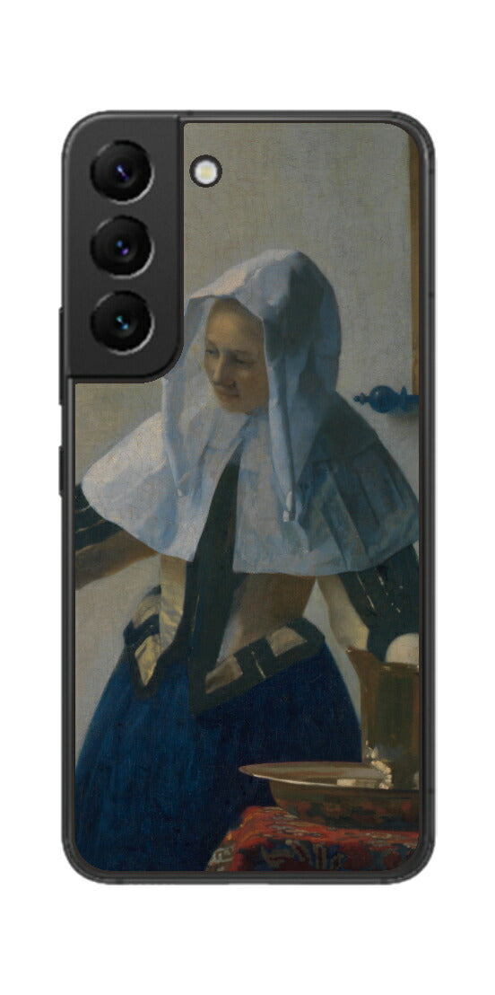 サムスン Galaxy S22用 背面 保護 フィルム 名画 プリント フェルメール 水差しを持つ若い女性 （ ヨハネス・フェルメール Johannes Vermeer ）