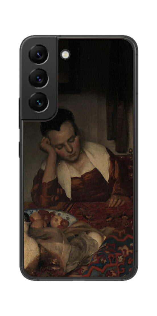 サムスン Galaxy S22用 背面 保護 フィルム 名画 プリント フェルメール 眠っているメイド （ ヨハネス・フェルメール Johannes Vermeer ）