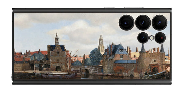 サムスン Galaxy S22 Ultra用 背面 保護 フィルム 名画 プリント フェルメール デルフトの眺望 （ ヨハネス・フェルメール Johannes Vermeer ）