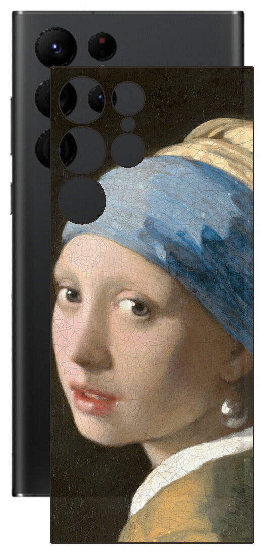 サムスン Galaxy S22 Ultra用 背面 保護 フィルム 名画 プリント フェルメール 真珠の耳飾りの少女 （ ヨハネス・フェルメール Johannes Vermeer ）