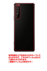 Sony Xperia 1 II用 【コラボ プリント Design by すいかねこ 005 】 カーボン調 背面 保護 フィルム 日本製