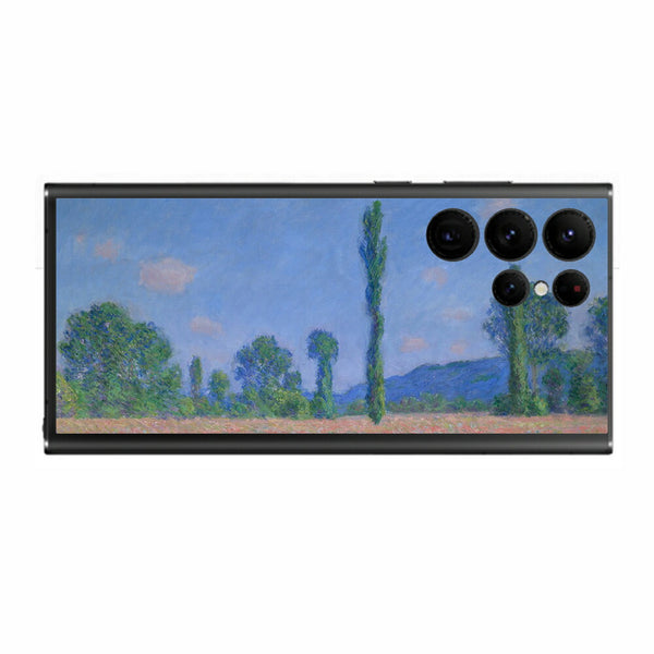 サムスン Galaxy S22 Ultra用 背面 保護 フィルム 名画プリント クロード・モネ （ Claude Monet ) ポプラとポピー