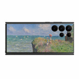 サムスン Galaxy S22 Ultra用 背面 保護 フィルム 名画プリント クロード・モネ （ Claude Monet ) プールヴィルの断崖の上の散歩