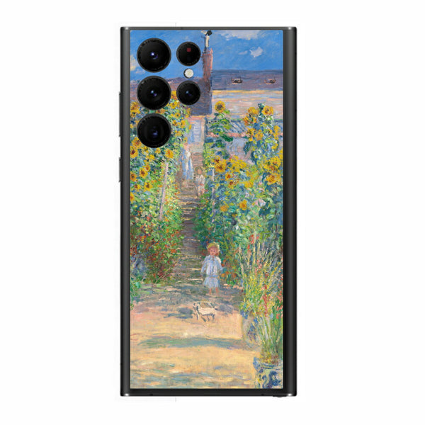 サムスン Galaxy S22 Ultra用 背面 保護 フィルム 名画プリント クロード・モネ （ Claude Monet ) ヴェトゥイユの画家の庭