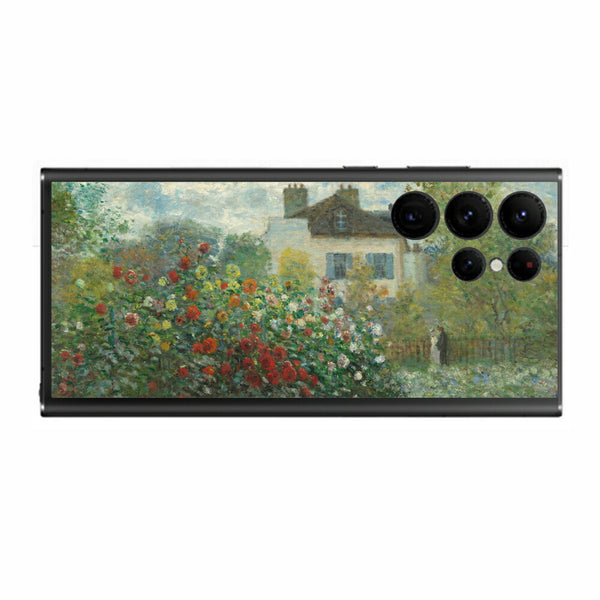 サムスン Galaxy S22 Ultra用 背面 保護 フィルム 名画プリント クロード・モネ （ Claude Monet ) アルジャントゥイユのモネの家の庭