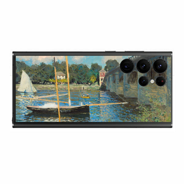 サムスン Galaxy S22 Ultra用 背面 保護 フィルム 名画プリント クロード・モネ （ Claude Monet ) アルジャントゥイユの橋