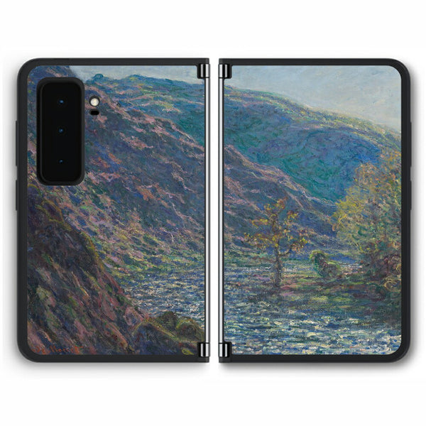 【背面左右2ヶ所】 Surface Duo 2用 背面 保護 フィルム 名画プリント クロード・モネ （ Claude Monet ) 小クルーズ川