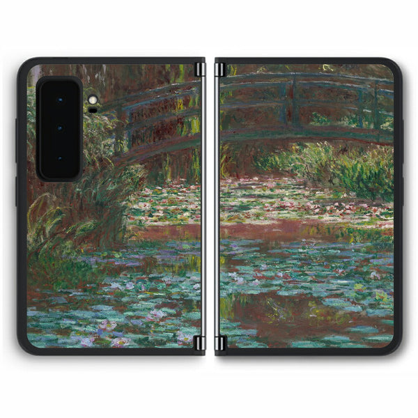 【背面左右2ヶ所】 Surface Duo 2用 背面 保護 フィルム 名画プリント クロード・モネ （ Claude Monet ) 睡蓮の池