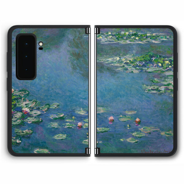 【背面左右2ヶ所】 Surface Duo 2用 背面 保護 フィルム 名画プリント クロード・モネ （ Claude Monet ) 睡蓮