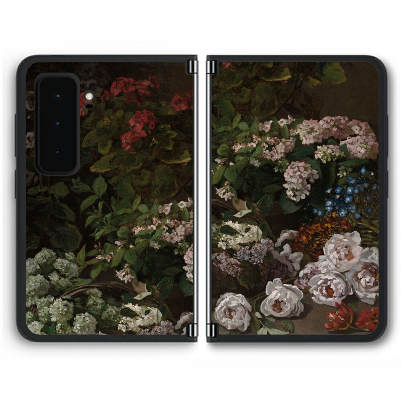 【背面左右2ヶ所】 Surface Duo 2用 背面 保護 フィルム 名画プリント クロード・モネ （ Claude Monet ) 春の花