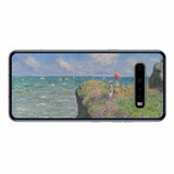 LG V60 ThinQ 5G用 背面 保護 フィルム 名画プリント クロード・モネ （ Claude Monet ) プールヴィルの断崖の上の散歩