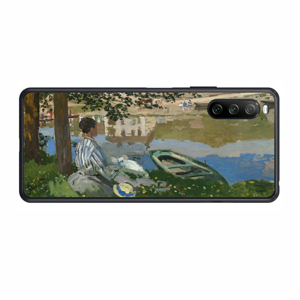 Sony Xperia 10 III用 背面 保護 フィルム 名画プリント クロード・モネ （ Claude Monet ) セーヌ河岸、ベンヌクール