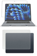 【4点セット(画面+天板+パームレスト+タッチパッド)】ClearView MacBook Air 15.3インチ 2023 M2用【 高硬度9H ブルーライトカット 】液晶 保護 フィルム 傷に強い高硬度！ブルーライトカット率 30％以上！＋カーボン調 天板保護フィルム 日本製
