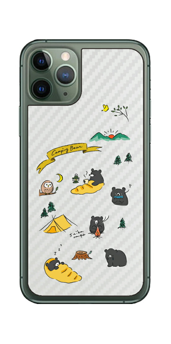 iPhone 11 Pro用 【コラボ プリント Design by すいかねこ 004 】 カーボン調 背面 保護 フィルム 日本製