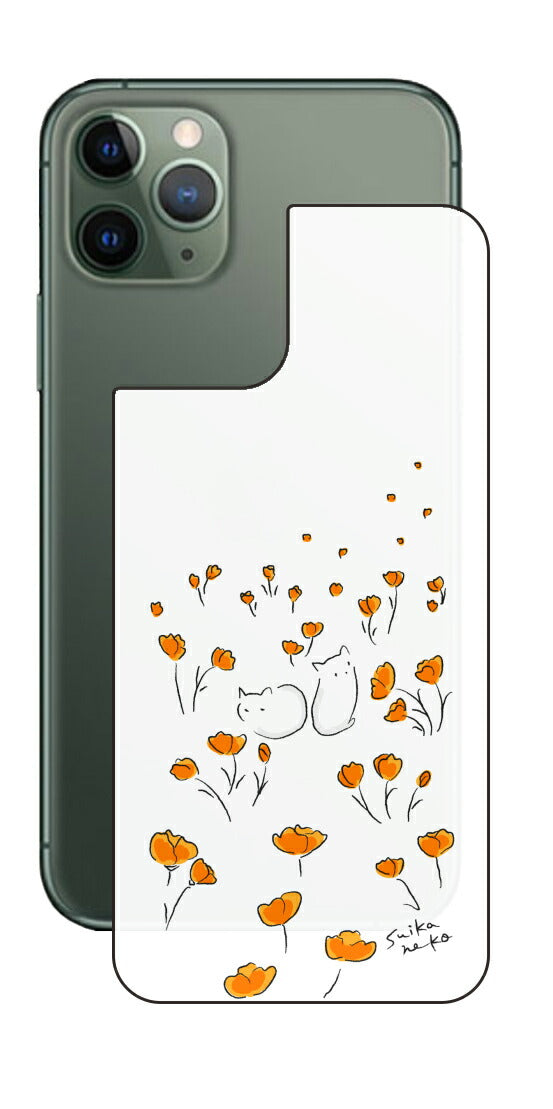 iPhone 11 Pro用 【コラボ プリント Design by すいかねこ 006 】 背面 保護 フィルム 日本製