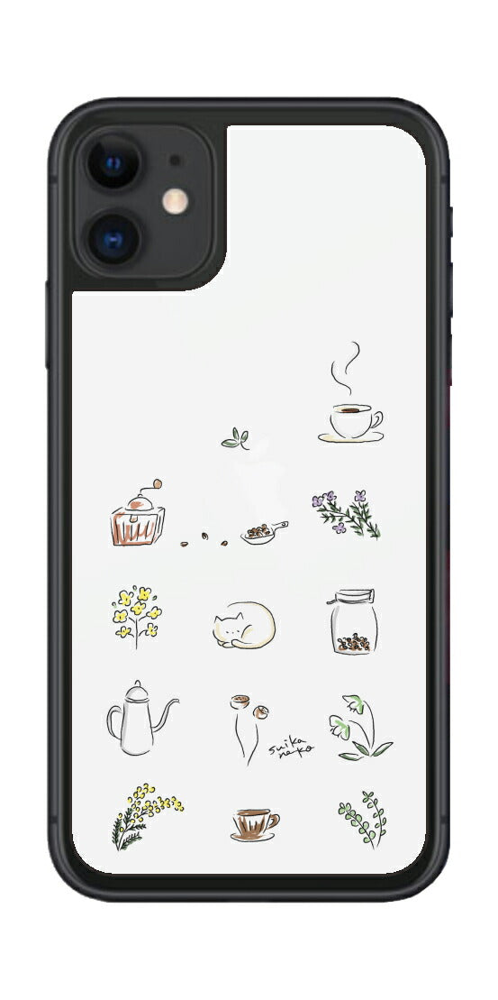 iPhone 11用 【コラボ プリント Design by すいかねこ 001 】 背面 保護 フィルム 日本製