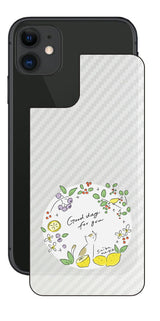 iPhone 11用 【コラボ プリント Design by すいかねこ 002 】 カーボン調 背面 保護 フィルム 日本製