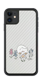 iPhone 11用 【コラボ プリント Design by すいかねこ 003 】 カーボン調 背面 保護 フィルム 日本製