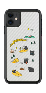 iPhone 11用 【コラボ プリント Design by すいかねこ 004 】 カーボン調 背面 保護 フィルム 日本製