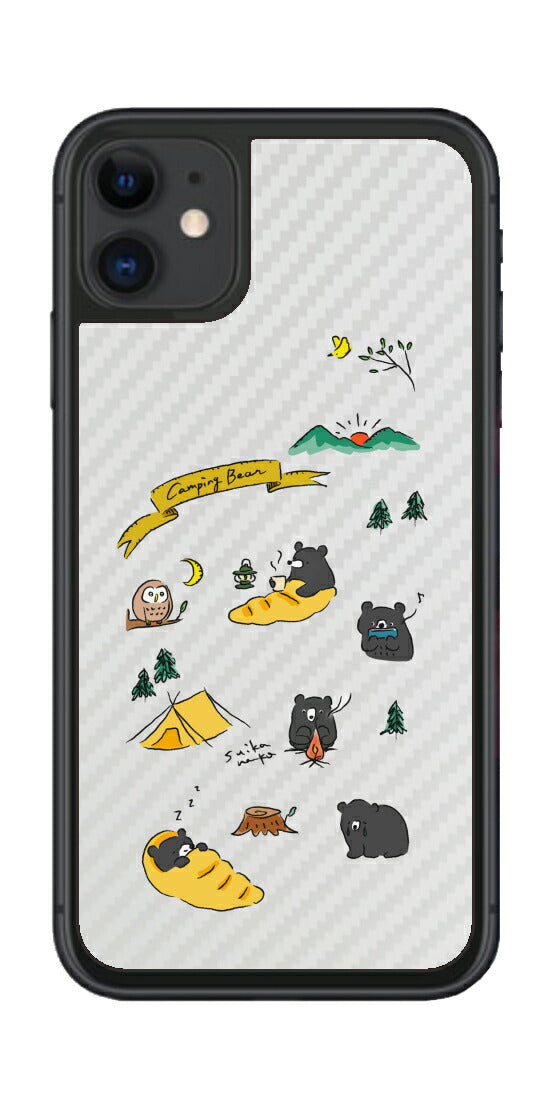 iPhone 11用 【コラボ プリント Design by すいかねこ 004 】 カーボン調 背面 保護 フィルム 日本製