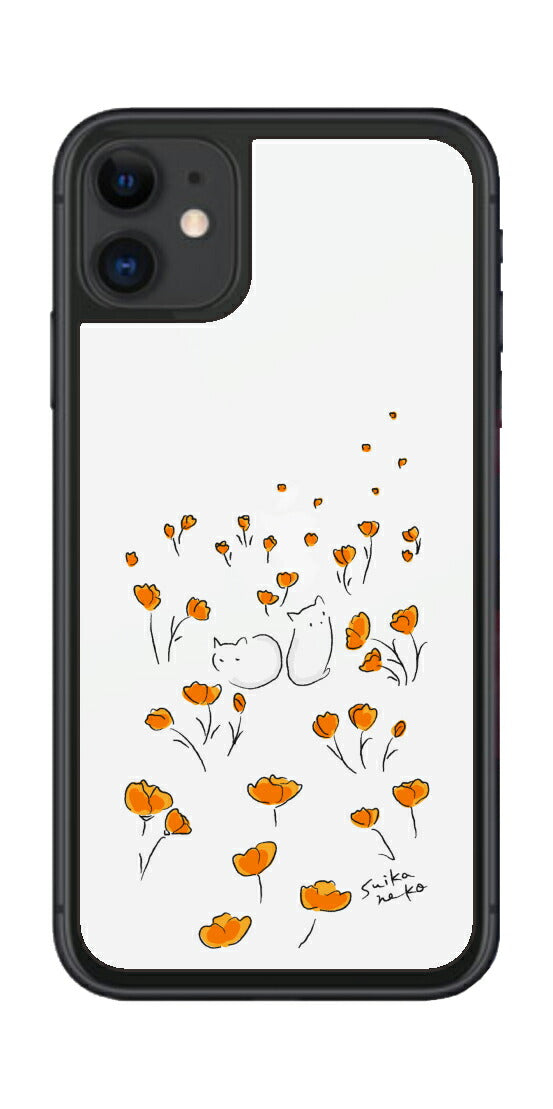 iPhone 11用 【コラボ プリント Design by すいかねこ 006 】 背面 保護 フィルム 日本製