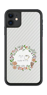 iPhone 11用 【コラボ プリント Design by すいかねこ 008 】 カーボン調 背面 保護 フィルム 日本製