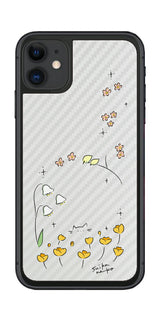 iPhone 11用 【コラボ プリント Design by すいかねこ 009 】 カーボン調 背面 保護 フィルム 日本製