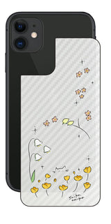 iPhone 11用 【コラボ プリント Design by すいかねこ 009 】 カーボン調 背面 保護 フィルム 日本製