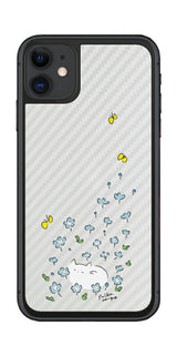 iPhone 11用 【コラボ プリント Design by すいかねこ 010 】 カーボン調 背面 保護 フィルム 日本製