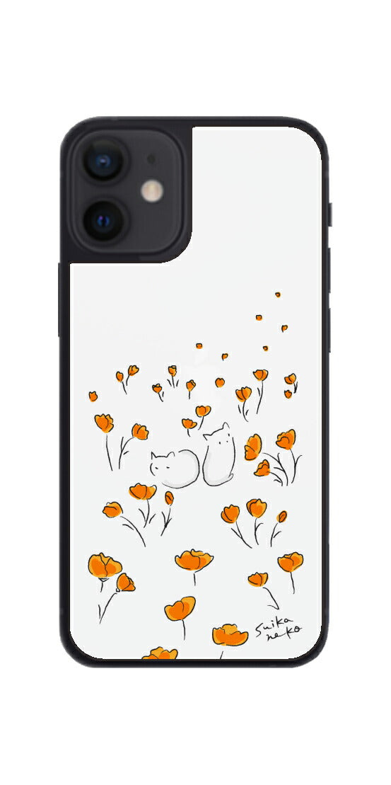 iPhone 12 mini用 【コラボ プリント Design by すいかねこ 006 】 背面 保護 フィルム 日本製