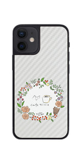 iPhone 12 mini用 【コラボ プリント Design by すいかねこ 008 】 カーボン調 背面 保護 フィルム 日本製